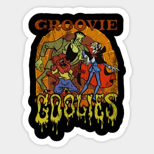 Groovy Retro Cartoon Monster Band Sticker